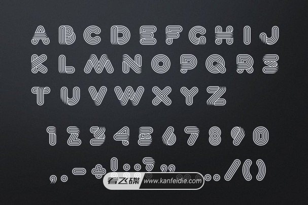 时尚复古的圆角弧形条纹艺术英文字体免费下载 Lineat font