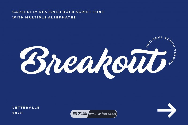 Breakout 粗体英文连笔手写书法字体下载