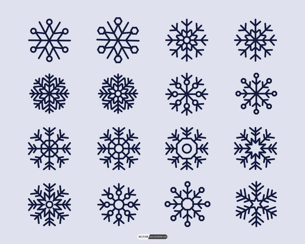 一组雪花矢量图标 (Ai)下载 - 看飞碟