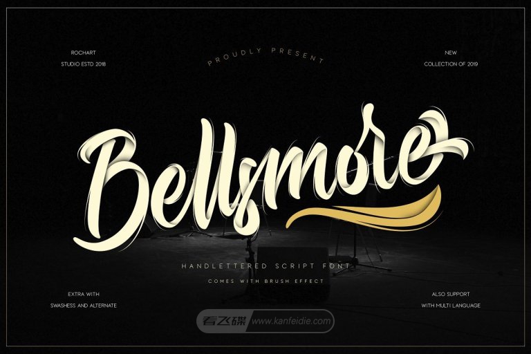 Bellsmore 手写毛笔书法英文字体下载