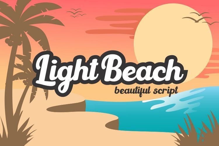 圆润卡通的卡爱花体连笔手写英文粗字体 Light Beach