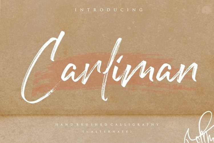 Carliman漂亮流畅的干笔刷书法手写英文字母字体