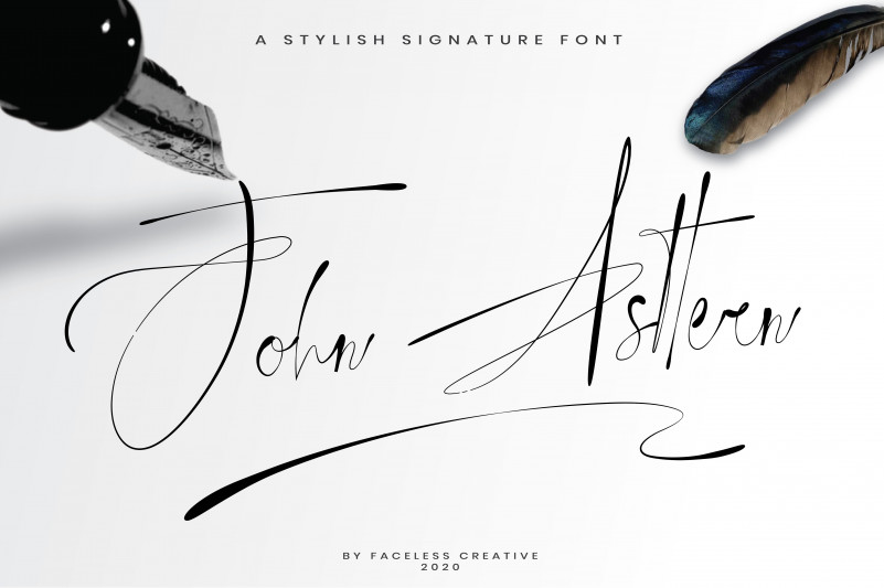 好看纤细的花体连笔英文手写钢笔签名字体 John Asttern
